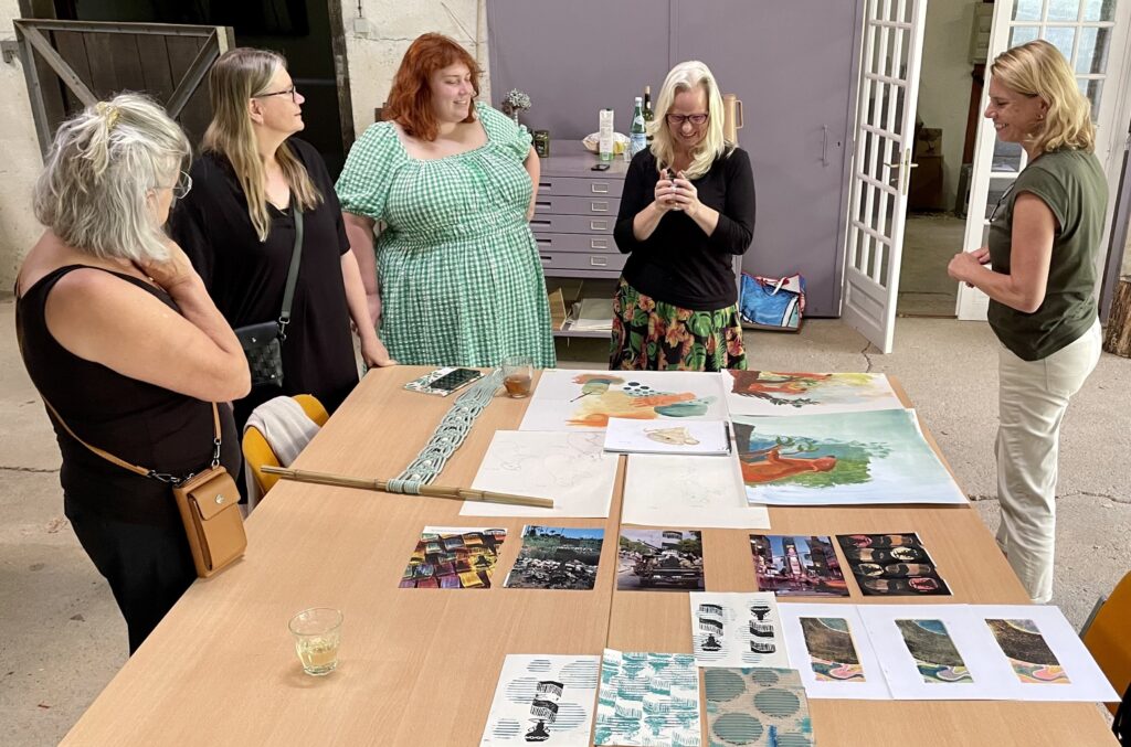 Reflecting on work from guests during art retreat in France